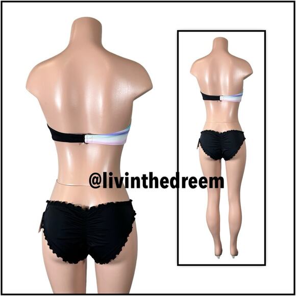 Victoria's Secret Tropical Print Bandeau 36D Ruffle Bottom Bikini  M $189 - Picture 6 of 13